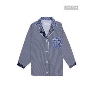 CALL IT BY YOUR NAME BLOUSE: Striped Shirt - Navy / Chambray